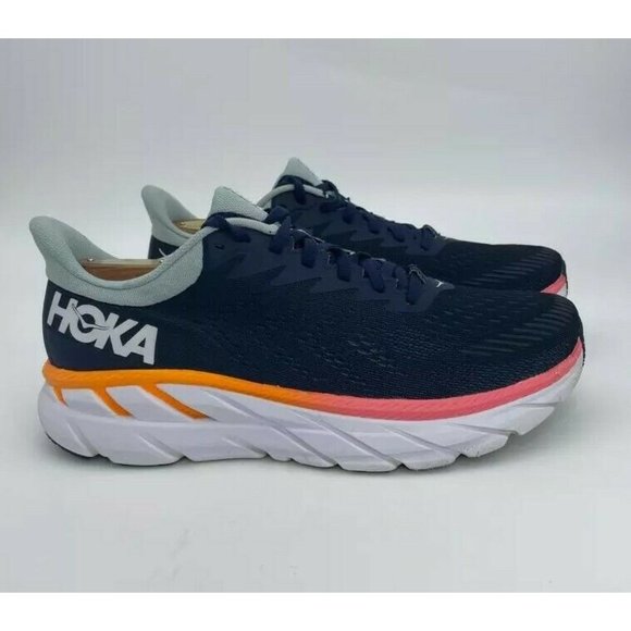 Hoka One One Shoes - Hoka One One Clifton 7- Womens- Size 9-  Blue White-[1110509]Running Shoes